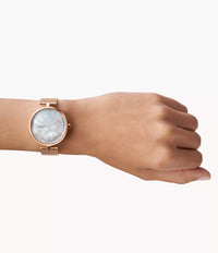Karolina Solar-Powered Rose-Tone Steel Mesh Watch SKW2980
