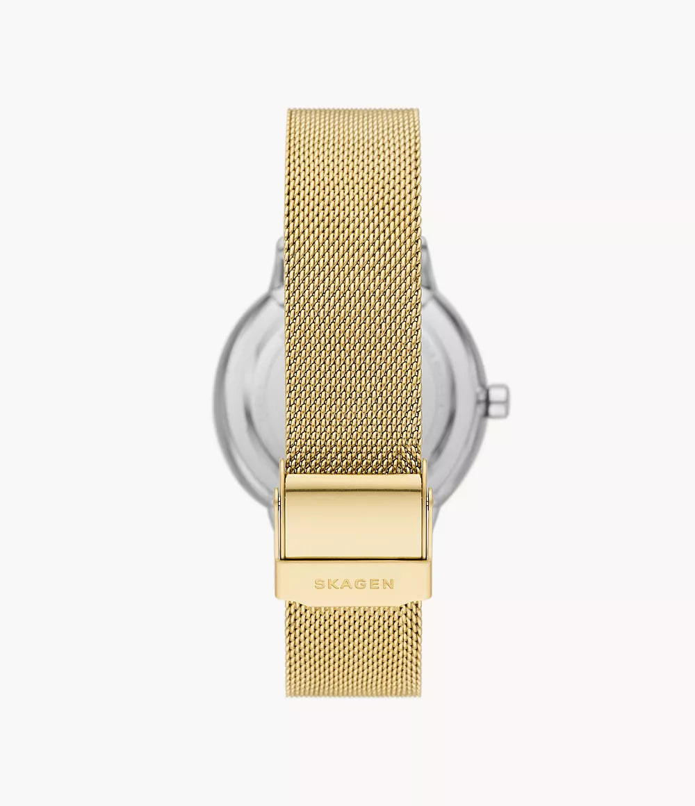 Riis Three-Hand Gold-Tone Stainless Steel Mesh Watch SKW3092