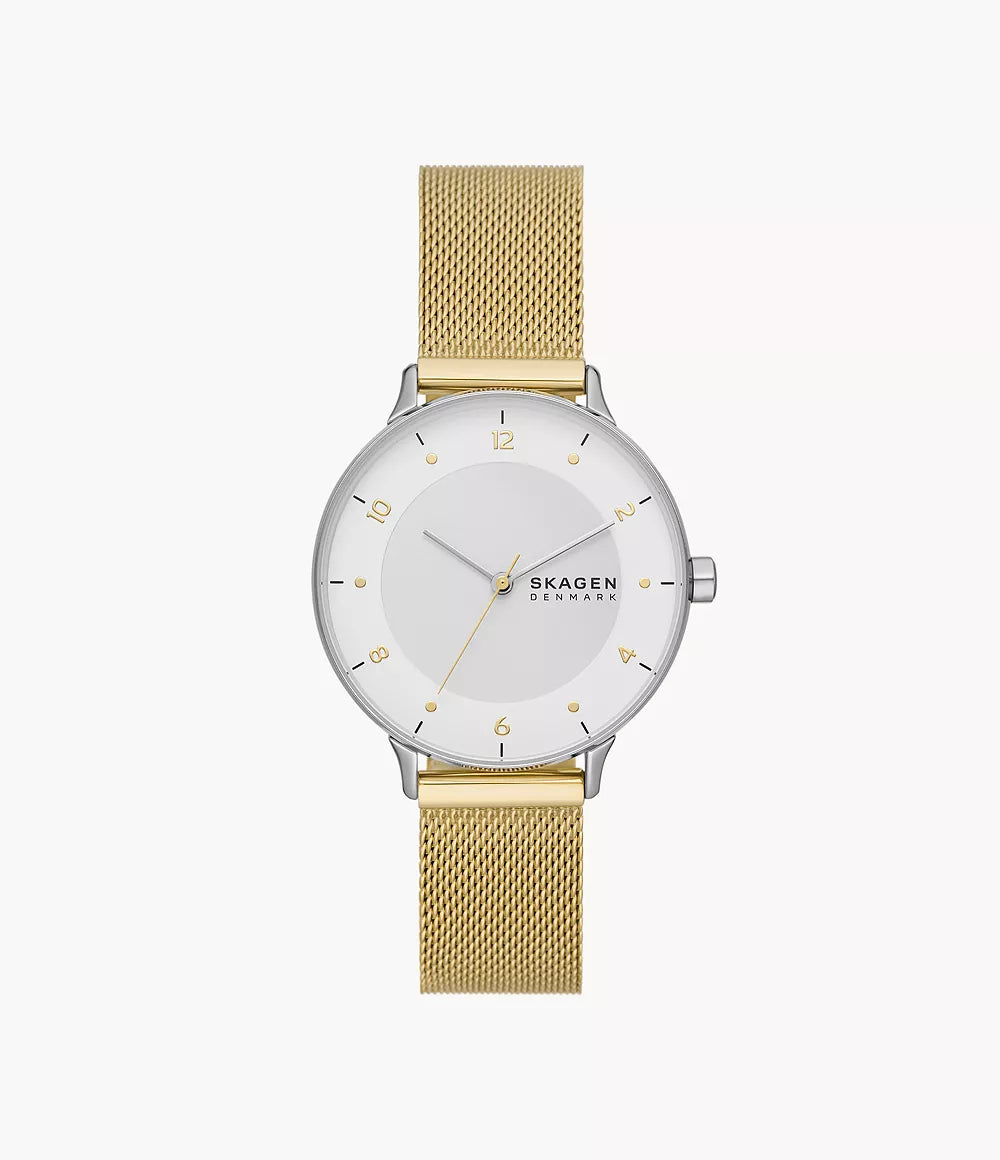 Riis Three-Hand Gold-Tone Stainless Steel Mesh Watch SKW3092