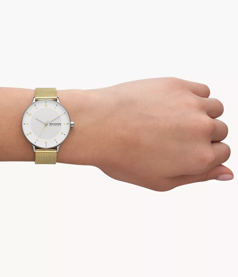 Riis Three-Hand Gold-Tone Stainless Steel Mesh Watch SKW3092