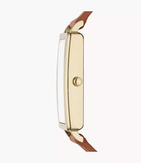 Hagen Lille Three-Hand Brown Leather Rectangular Watch SKW3097
