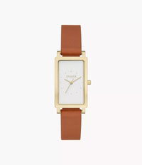 Hagen Lille Three-Hand Brown Leather Rectangular Watch SKW3097