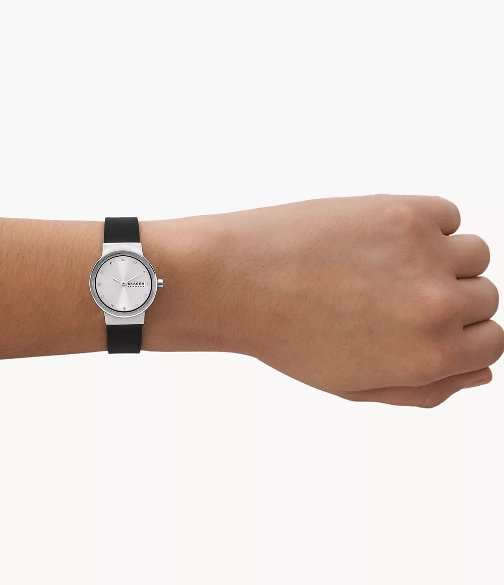Freja Lille Two-Hand Black Leather Watch SKW3119