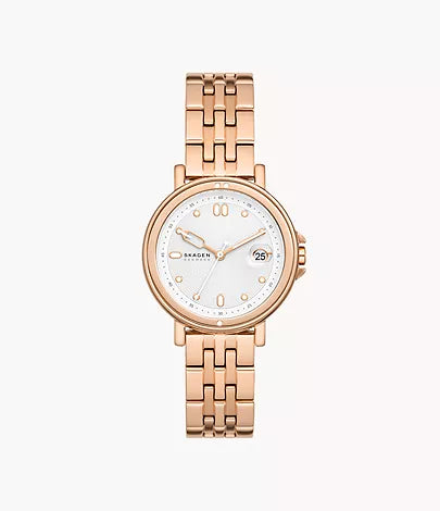 SKW3136 - Skagen Signatur Lille Sport Three-Hand Date Rose Gold Stainless Steel Bracelet Watch