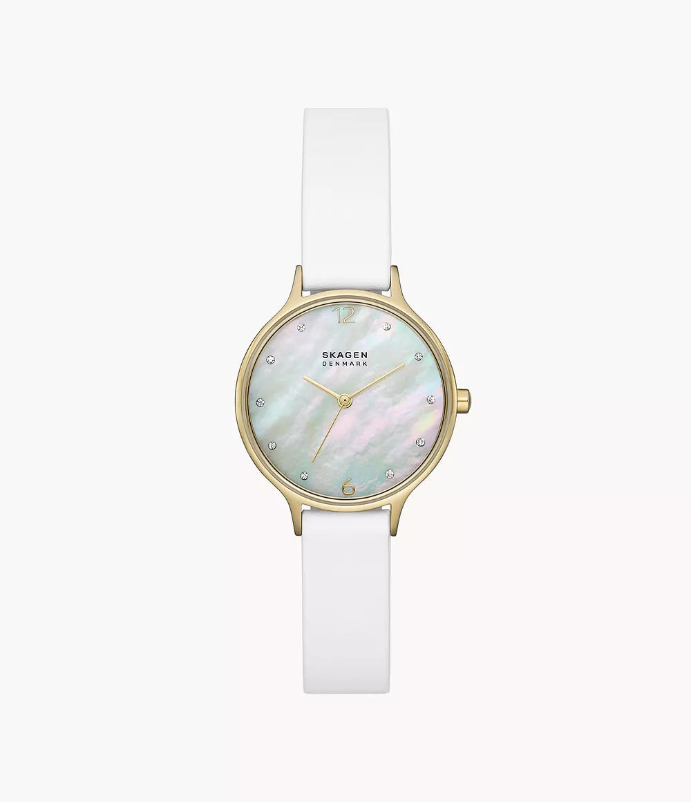 ANITA LILLE Three-Hand White Leather Watch SKW3138