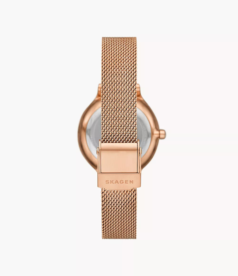 Anita Lille Three-Hand Rose Gold Stainless Steel Mesh Watch SKW3150