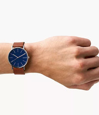 Signatur Medium Brown Leather Watch SKW6355