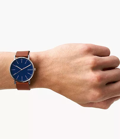 Signatur Medium Brown Leather Watch SKW6355