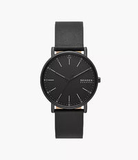 Signatur Three-Hand Black Leather Watch SKW6902