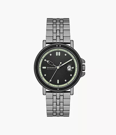 SKW6922 - Skagen Signatur Sport Three-Hand Date Charcoal Stainless Steel Bracelet Watch