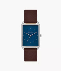 Hagen Three-Hand Brown Leather Watch SKW6930