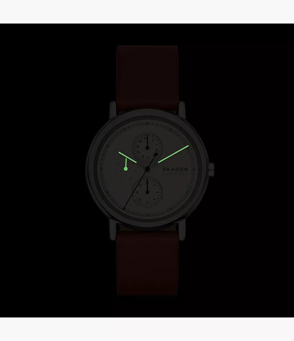 Signatur Multifunction Brown Leather Watch SKW6942