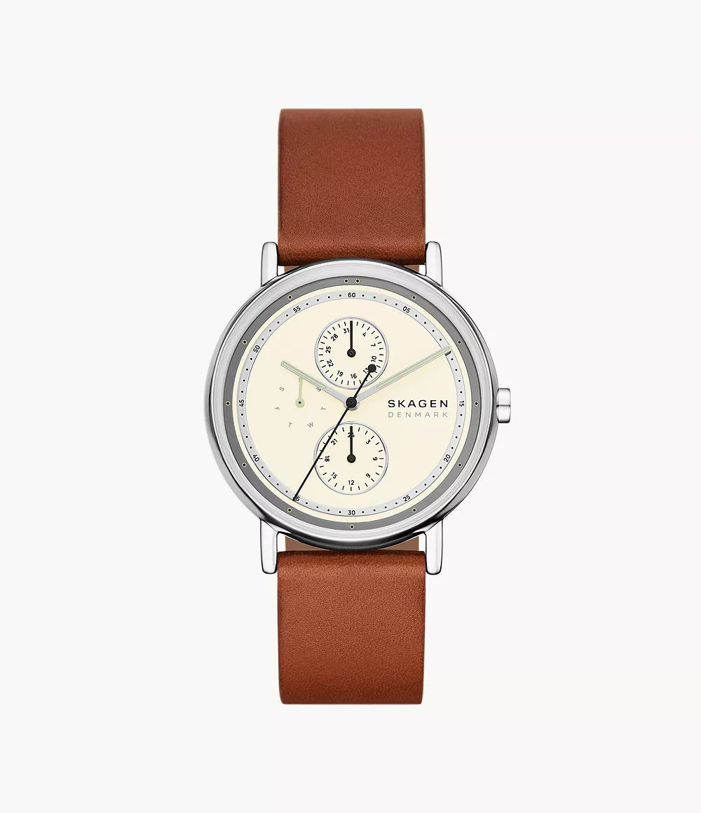 Signatur Multifunction Brown Leather Watch SKW6942