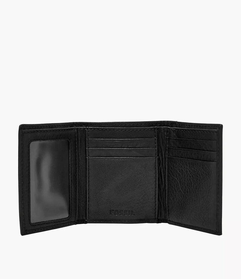 SML1395001 - Fossil Lufkin Trifold Black Leather Wallet For Men