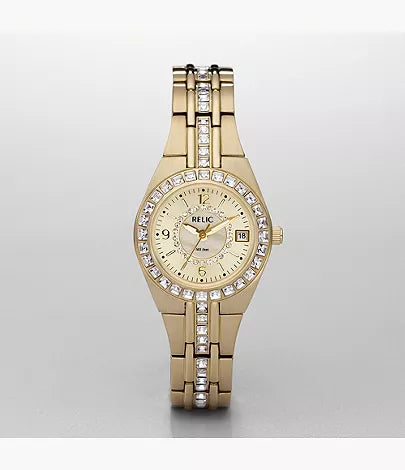Relic by Fossil Queen's Court Three-Hand Gold-Tone Stainless Steel Watch ZR11778