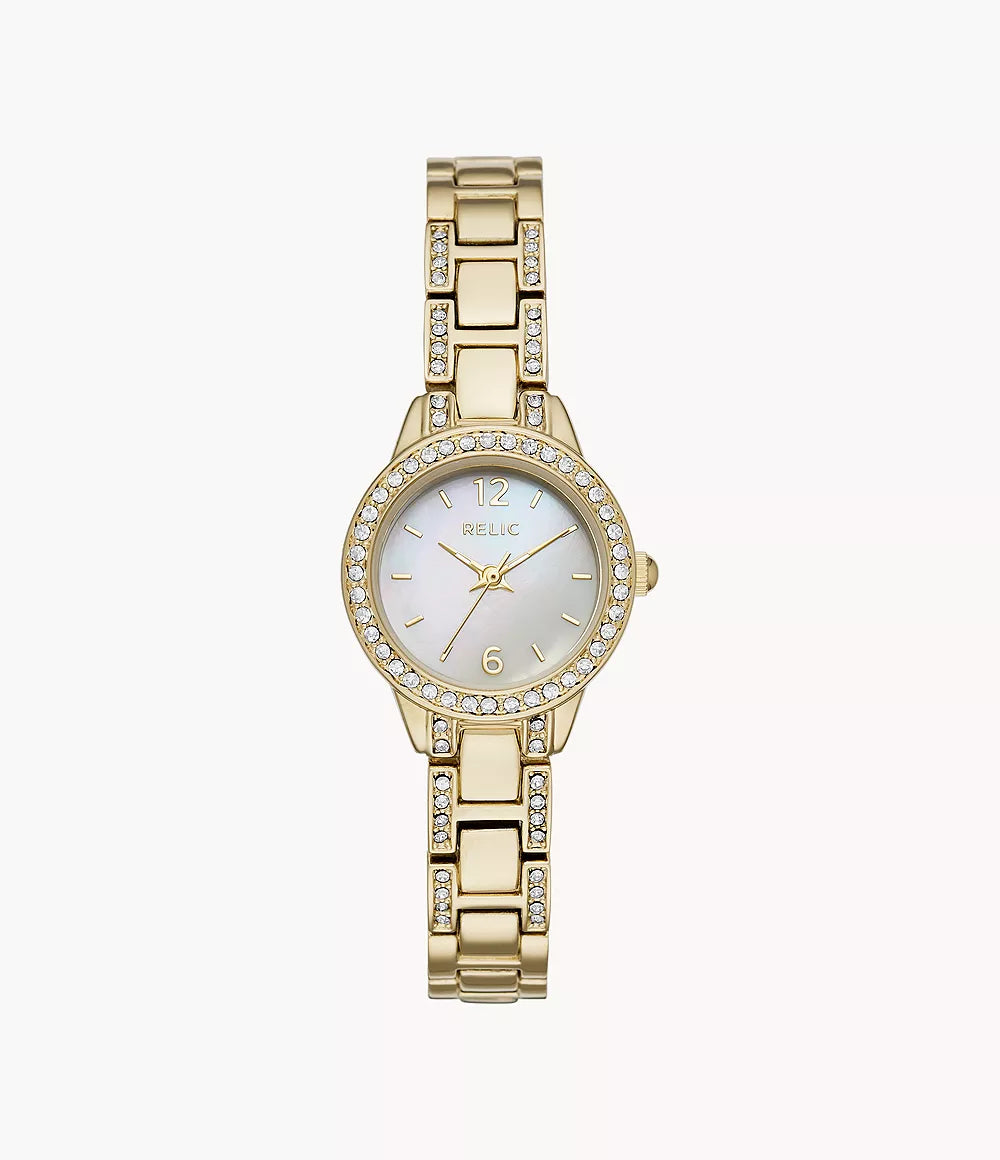 Relic by Fossil Tenley Three-Hand Gold-Tone Alloy Watch ZR34506