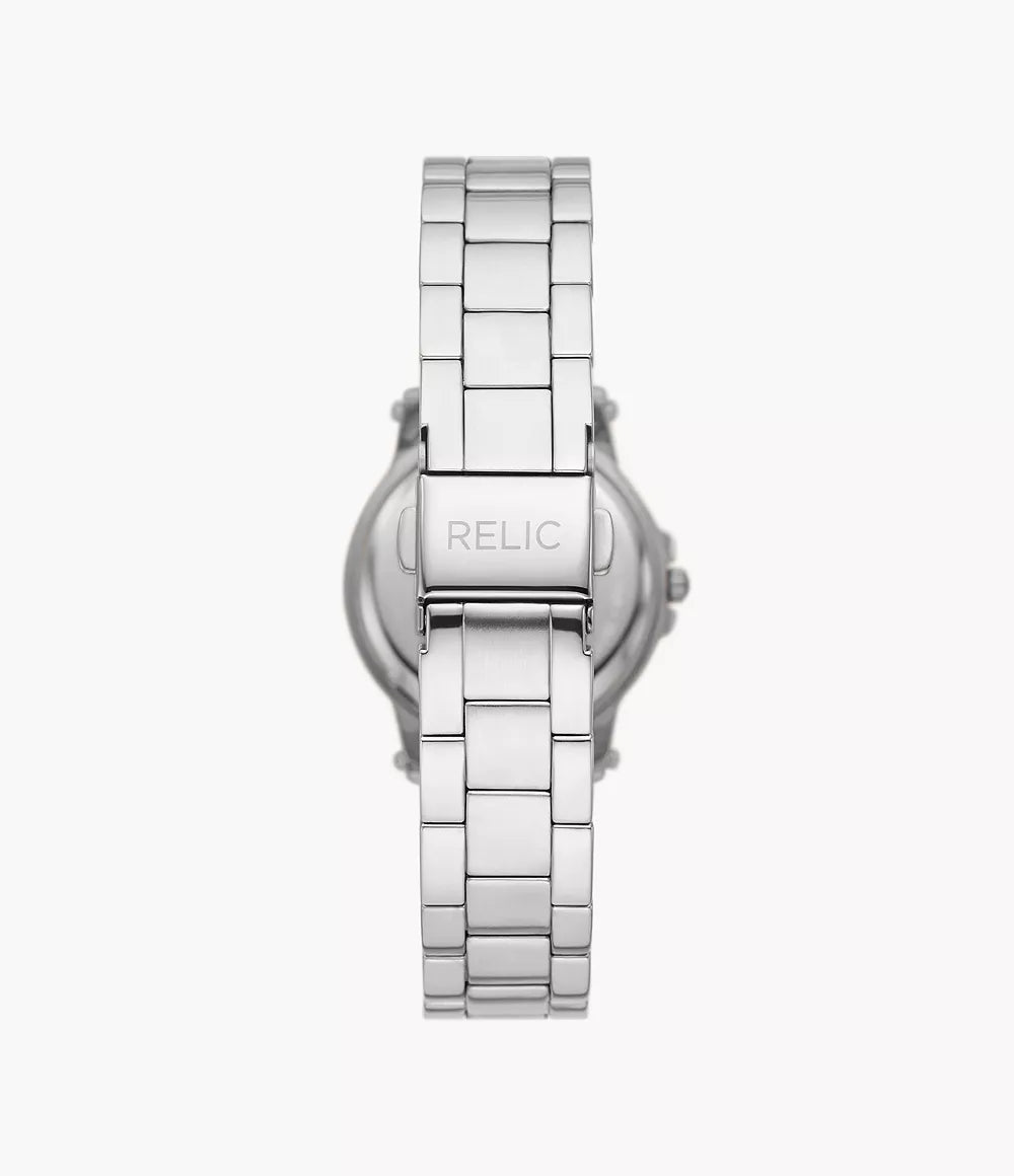 Relic by Fossil Matilda Three-Hand Date Silver-Tone Glitz Metal Watch ZR34646