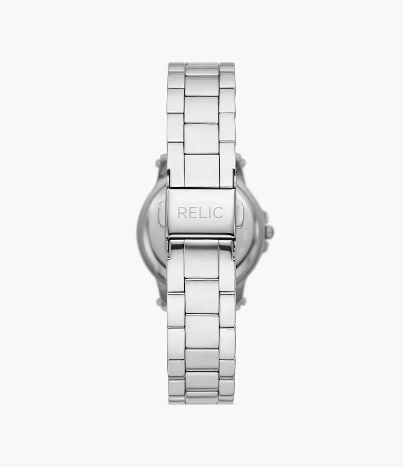 Relic by Fossil Matilda Three-Hand Date Silver-Tone Glitz Metal Watch ZR34646