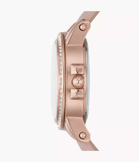 Relic by Fossil Matilda Three-Hand Date Rose Gold-Tone Glitz Metal & Blush Leather Watch ZR34647