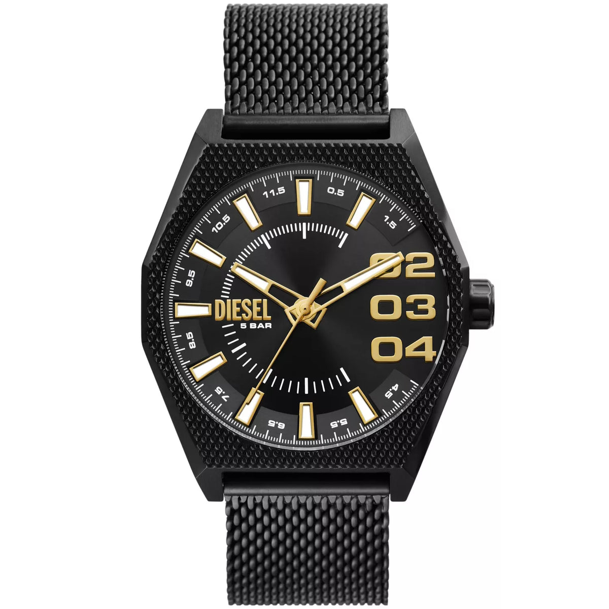 Diesel Scraper Three-Hand Black Stainless Steel Watch - DZ2194