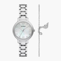Emporio Armani Three-Hand Stainless Steel Watch and Bracelet Set AR80071SET